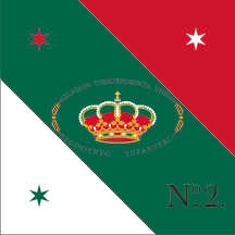 [War flag of the Imperial Army of the Three Guarantees: ca. March 1821-2 Nov. 1821. By Juan Manuel Gabino Villasc&aacute;n]